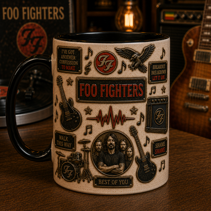 Foo Fighters Mug – Best of You & Everlong Inspired Ceramic Coffee Mug, Rock Band Fan Gift