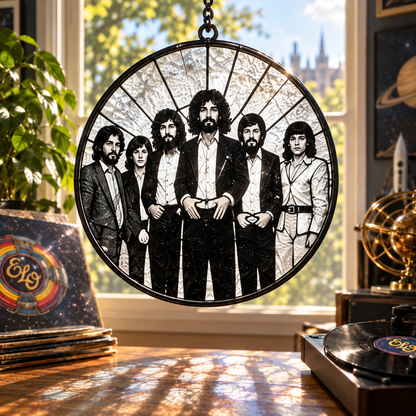 Electric Light Orchestra Suncatcher Set, 12 Stained Glass Album Window Hangings, ELO Classic Rock Music Gift