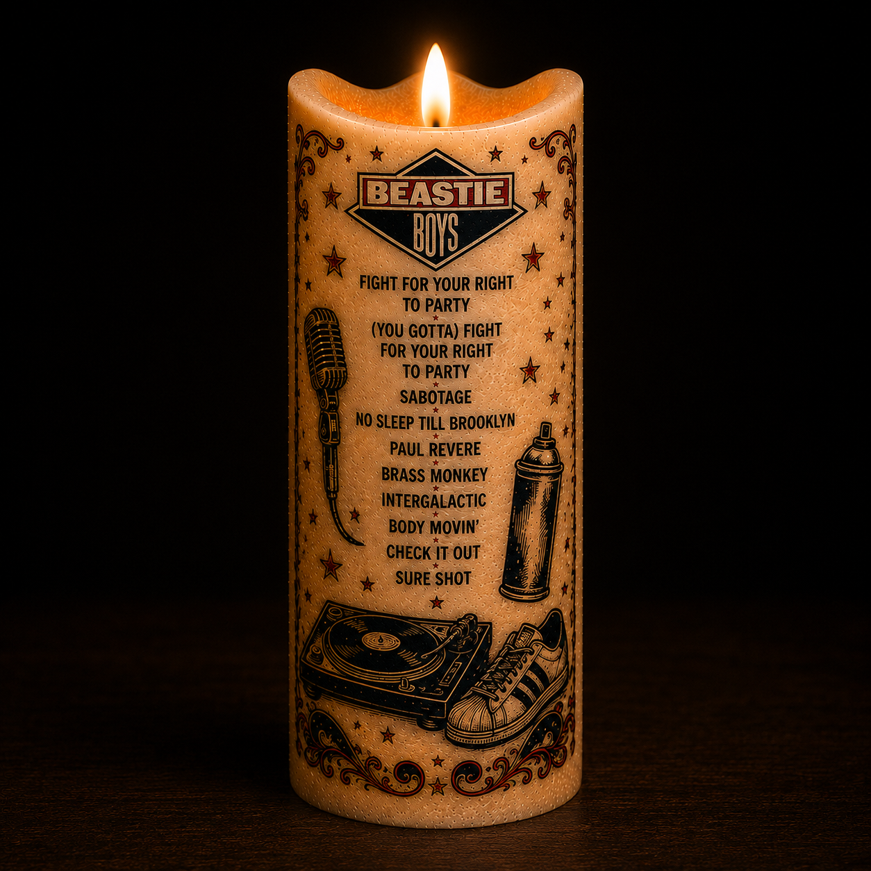 Beastie Boys Flameless LED Candle, Hip Hop Music Decor, Retro Rap Fan Gift, Battery Operated LED Candle