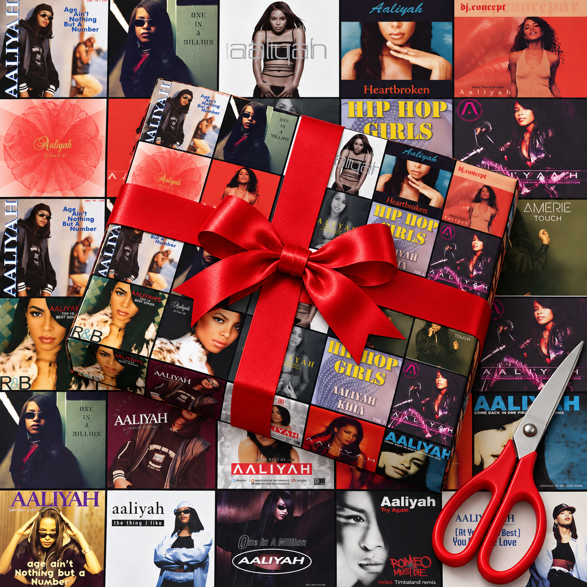 Aaliyah Album Cover Collage Wrapping Paper – 90s R&B Music Fan Gift Wrap Roll