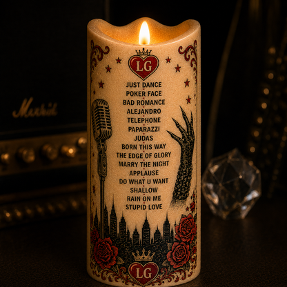 Lady Gaga Born This Way LED Candle, Little Monster Flameless Candle, Pop Music Tribute Gift for Lady Gaga Fans