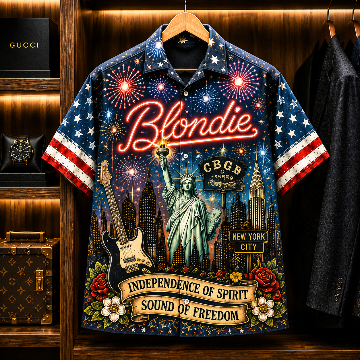 Blondie Hawaiian Shirt - New York City All Over Print Button Up AOP Shirt for Blondie Rock Fans
