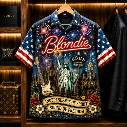 Blondie Hawaiian Shirt - New York City All Over Print Button Up AOP Shirt for Blondie Rock Fans