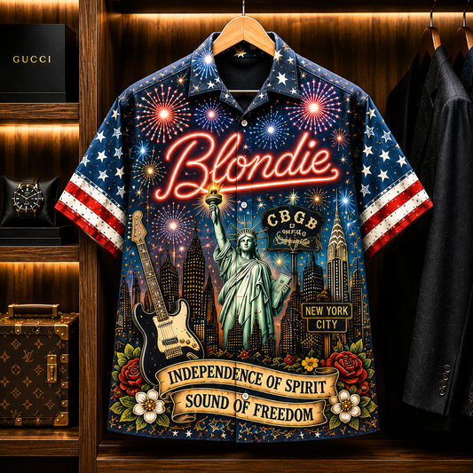 Blondie Hawaiian Shirt - New York City All Over Print Button Up AOP Shirt for Blondie Rock Fans