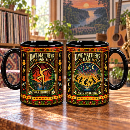 Dave Matthews Band Mug, Ants Marching Ceramic Coffee Mug, DMB Jam Band Folk Art Music Gift