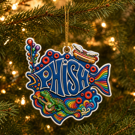 Phish 3D Raised-Effect Christmas Ornament – Colorful Jam Band Holiday Decoration