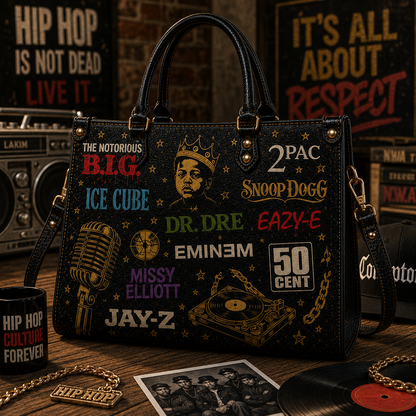 Hip Hop Legends Faux Leather Handbag – Vintage 90s Rap Lover Shoulder Tote Bag