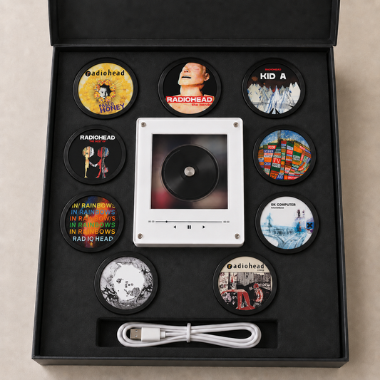 Radiohead MagTune, Magnetic Music Player Set, Mini Vinyl Album Magnets, Radiohead Fan Gift, Alternative Rock Music Collectible