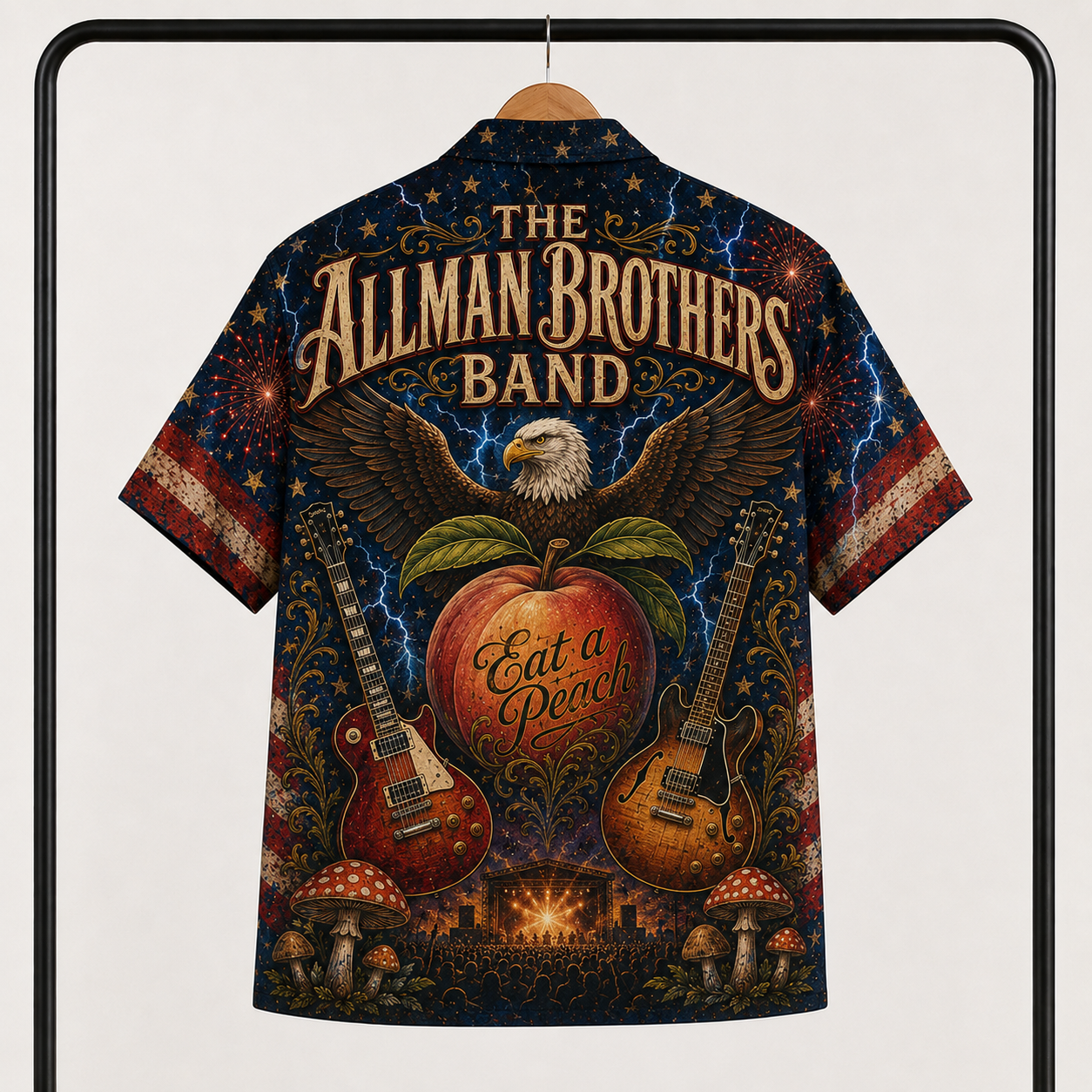 The Allman Brothers Band Hawaiian Shirt - Patriotic Rock Band Aloha Shirt - Classic Southern Rock Fan Gift