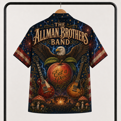 The Allman Brothers Band Hawaiian Shirt - Patriotic Rock Band Aloha Shirt - Classic Southern Rock Fan Gift