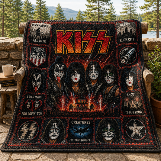 KISS Band Hard Rock Quilt Blanket – Rock And Roll All Nite In Every Stitch