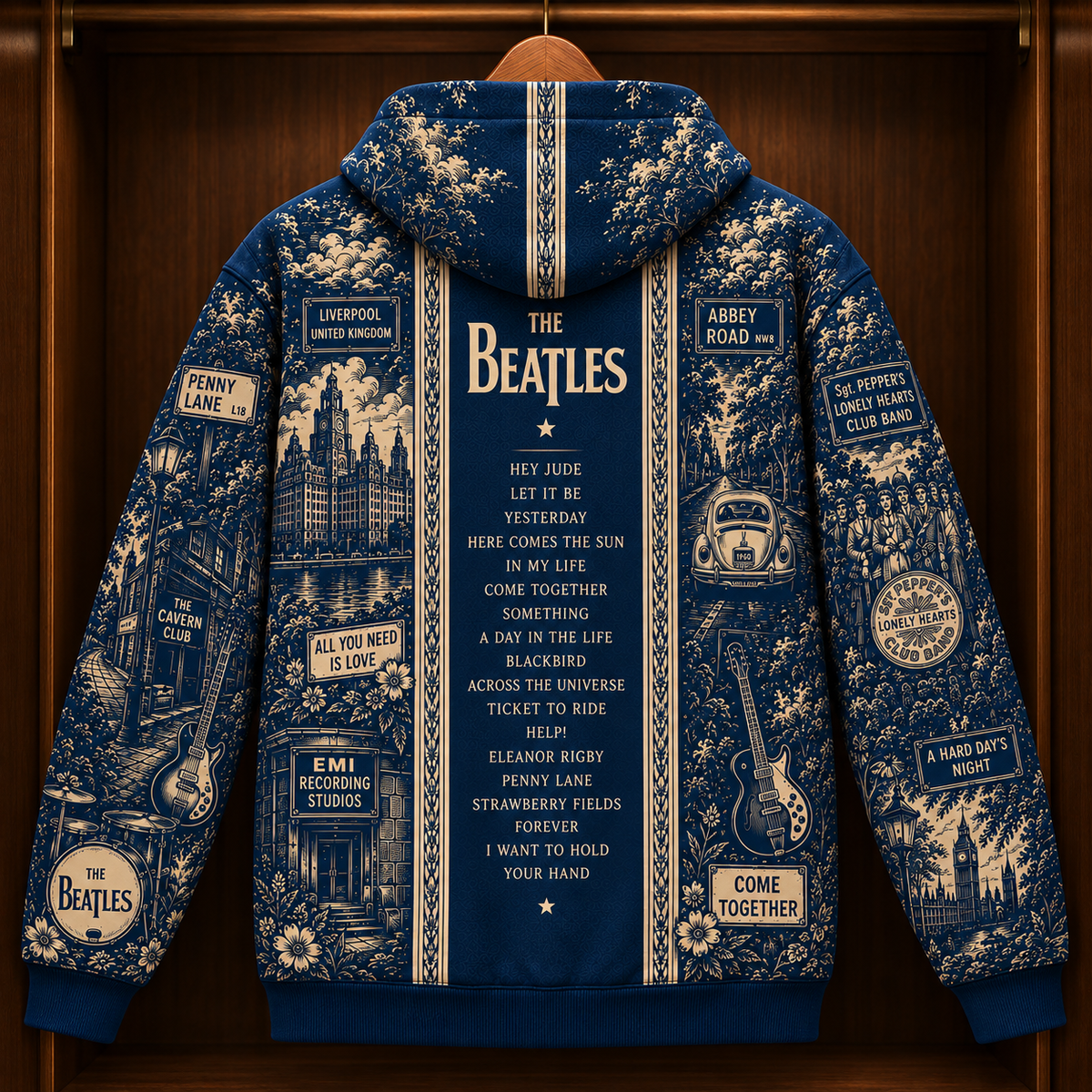 The Beatles Blue Hoodie – Abbey Road Liverpool Inspired Classic Rock Pullover, Vintage Music Lover Gift