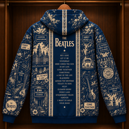 The Beatles Blue Hoodie – Abbey Road Liverpool Inspired Classic Rock Pullover, Vintage Music Lover Gift