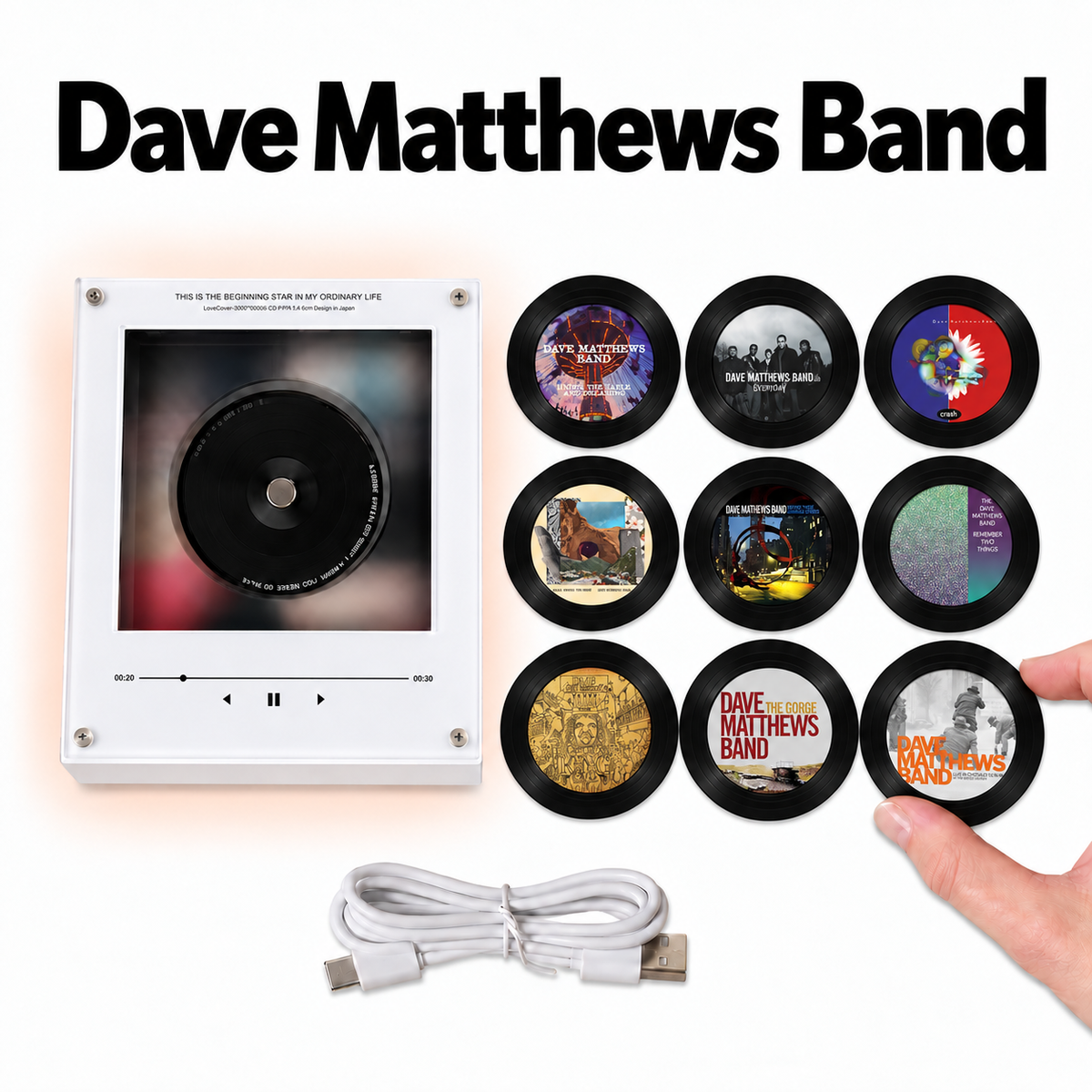 Dave Matthews Band MagTune Mini Vinyl Player Set, Dave Matthews Band Gift Set,MagTune Jam Rock Music Collectible