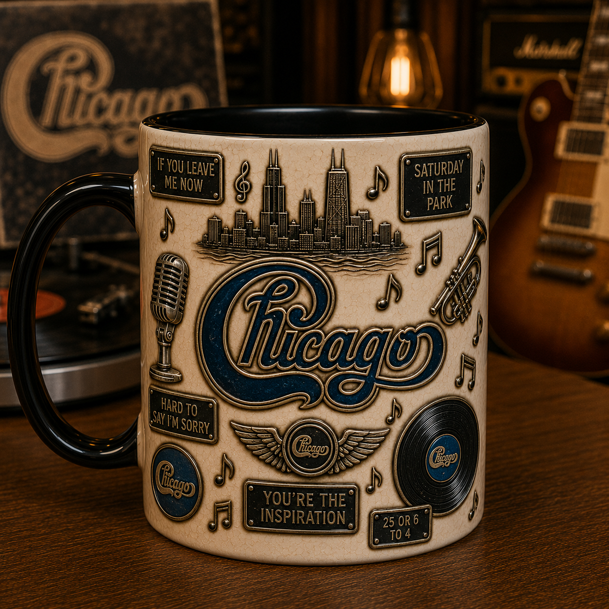 Chicago Band Mug – You're the Inspiration & Saturday in the Park Ceramic Coffee Mug Gift