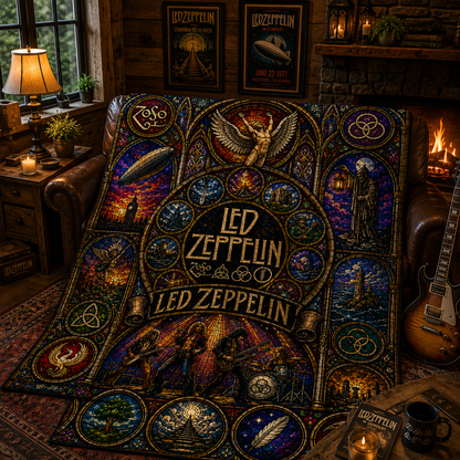 Led Zeppelin Sherpa Blanket – Stairway To Heaven Stained Glass Blanket