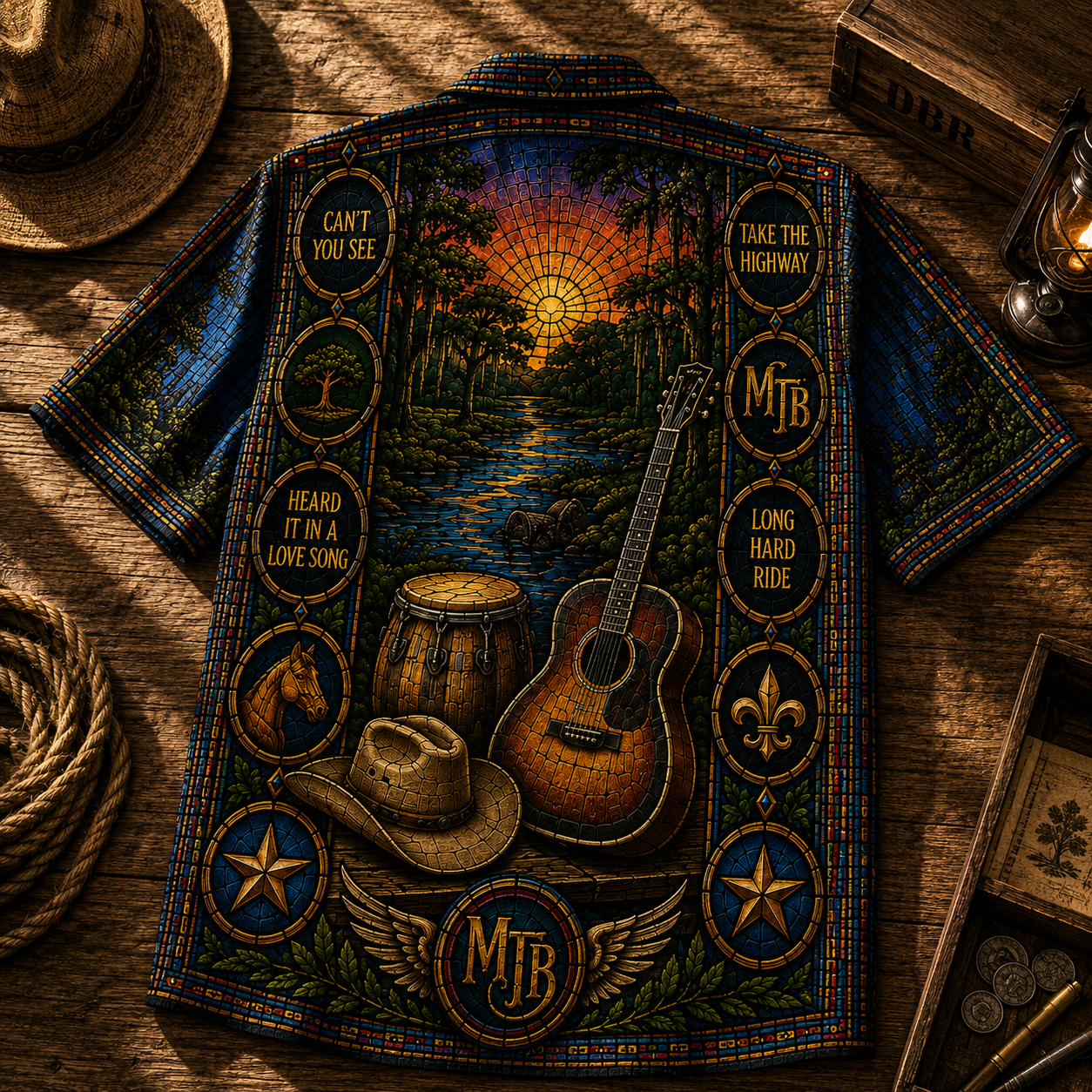 The Marshall Tucker Band Stained Glass Hawaiian Shirt - Unisex MTB Concert Tour Button Up