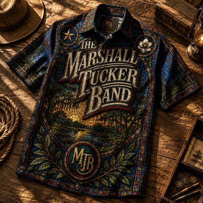 The Marshall Tucker Band Stained Glass Hawaiian Shirt - Unisex MTB Concert Tour Button Up