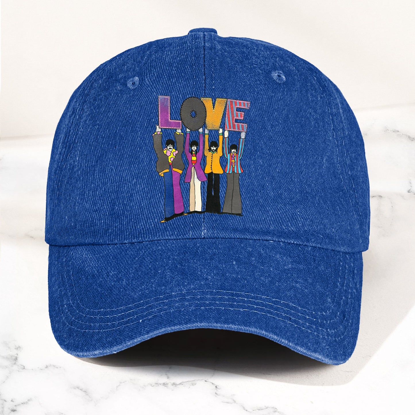 The Beatles Denim Dad Cap – LOVE Album Inspired Design (With BOX)