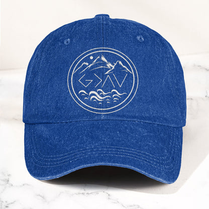 God Is Greater Than The Highs And Lows Denim Cap – Dad Cap Gift For Dad (With Box)