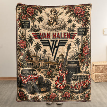 Van Halen Sherpa Blanket – Frankenstrat Guitar Vintage Collage Hard Rock Blanket