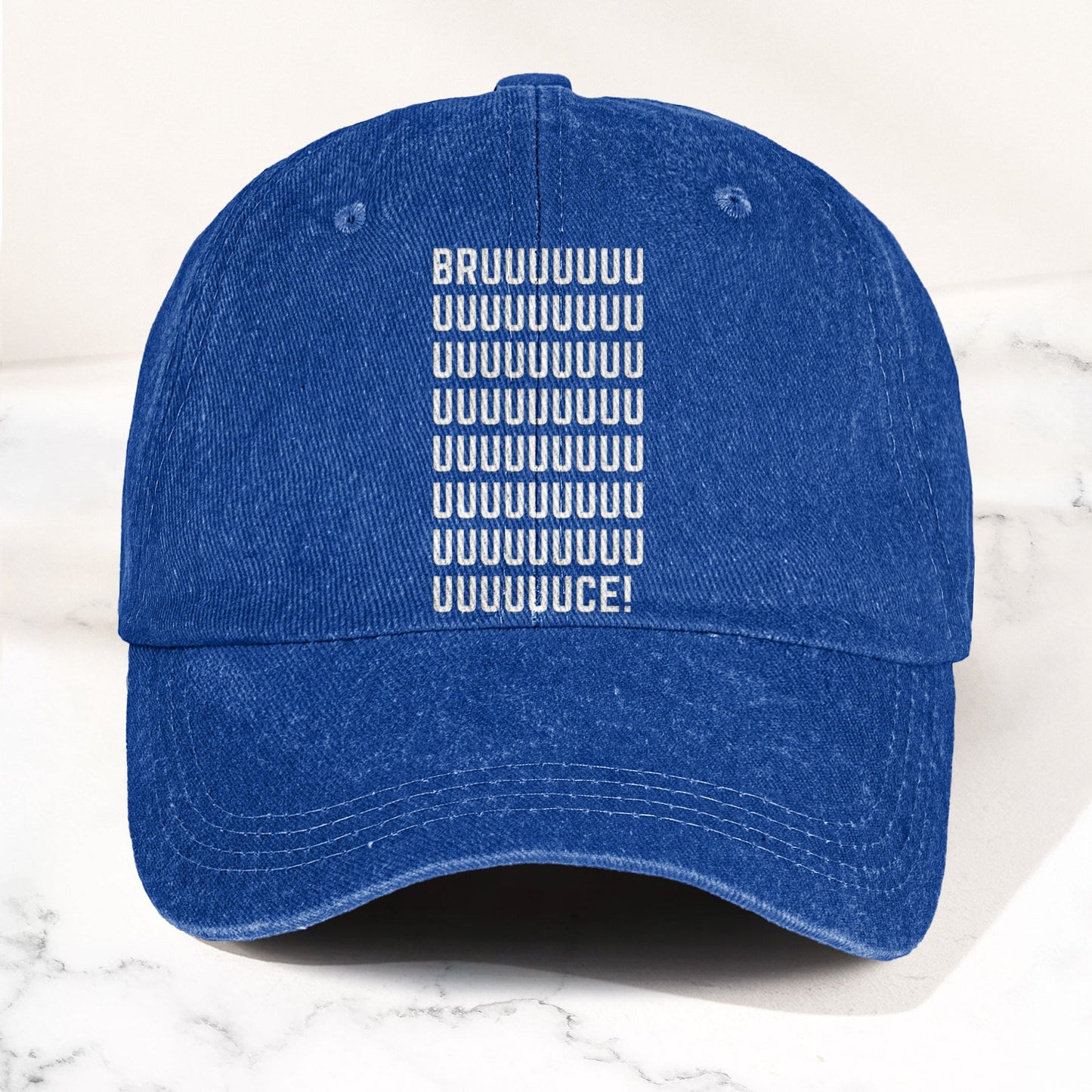 Bruce Springsteen BRUUUUCE! Text Denim Cap – Retro Rock Music Fan Cap (With Box)