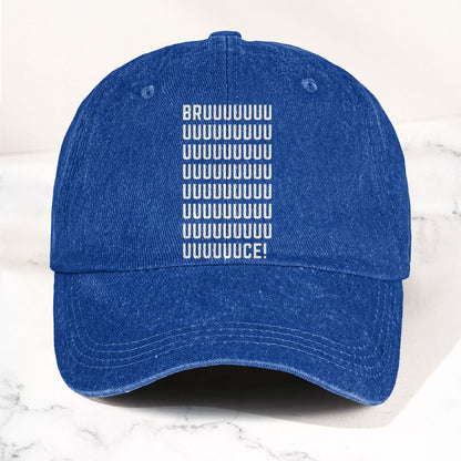 Bruce Springsteen BRUUUUCE! Text Denim Cap – Retro Rock Music Fan Cap (With Box)