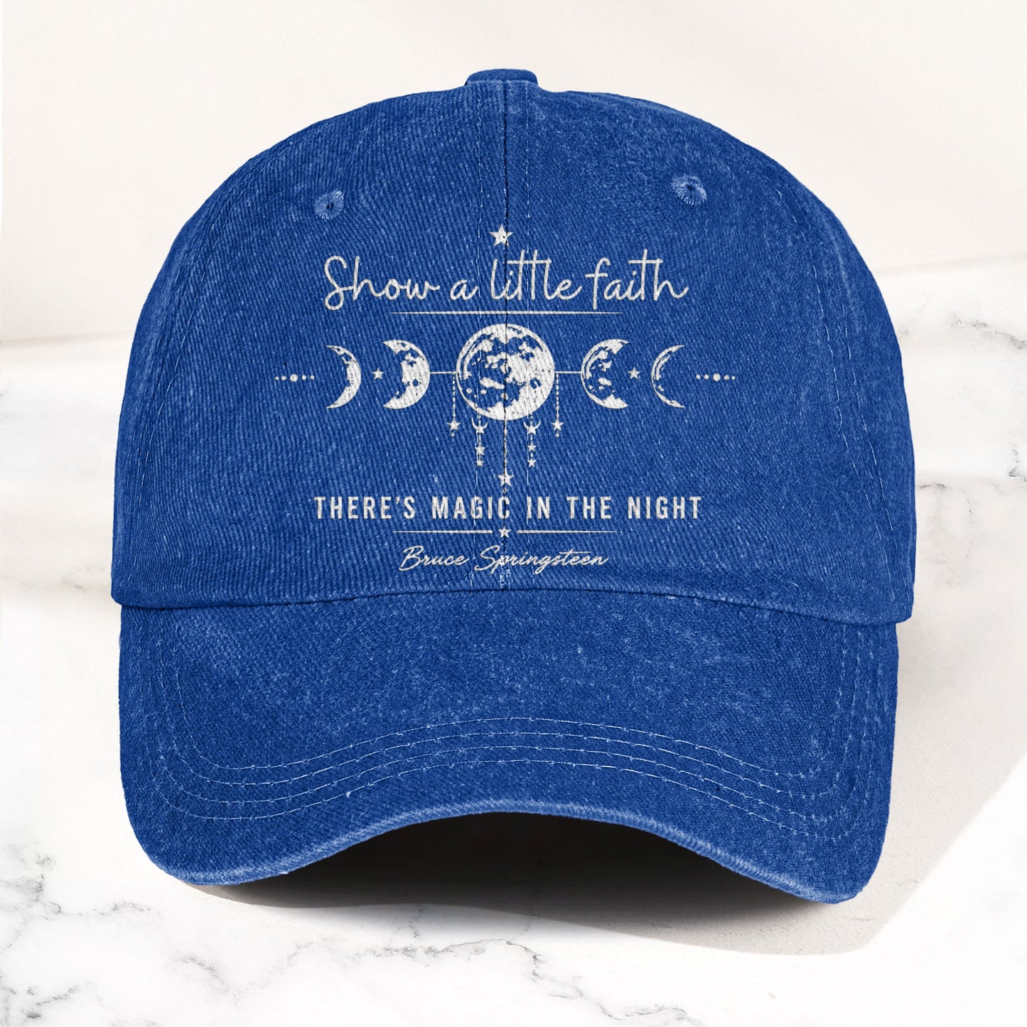 Bruce Springsteen Show a little faith, there's magic in the night Denim Cap – Retro Rock Music Fan Cap (With Box)