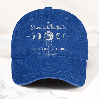 Bruce Springsteen Show a little faith, there's magic in the night Denim Cap – Retro Rock Music Fan Cap (With Box)
