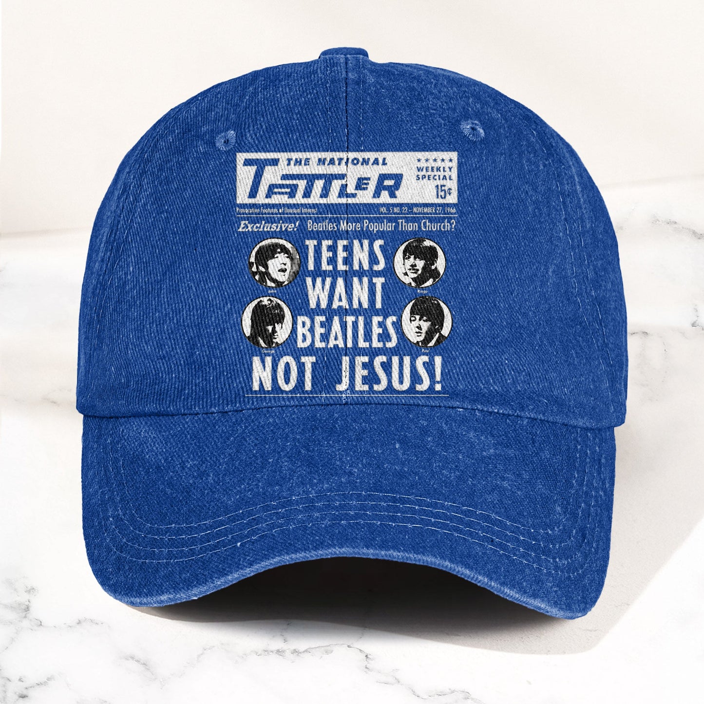 Teens Want Beatles Not Jesus Denim Cap – Retro Rock Music Fan Cap (With Box)