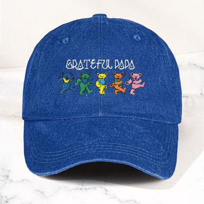 Grateful Papa Dancing Bears Denim Cap – Vintage Music Grateful Dead Merch Gift for Dad (With Box)