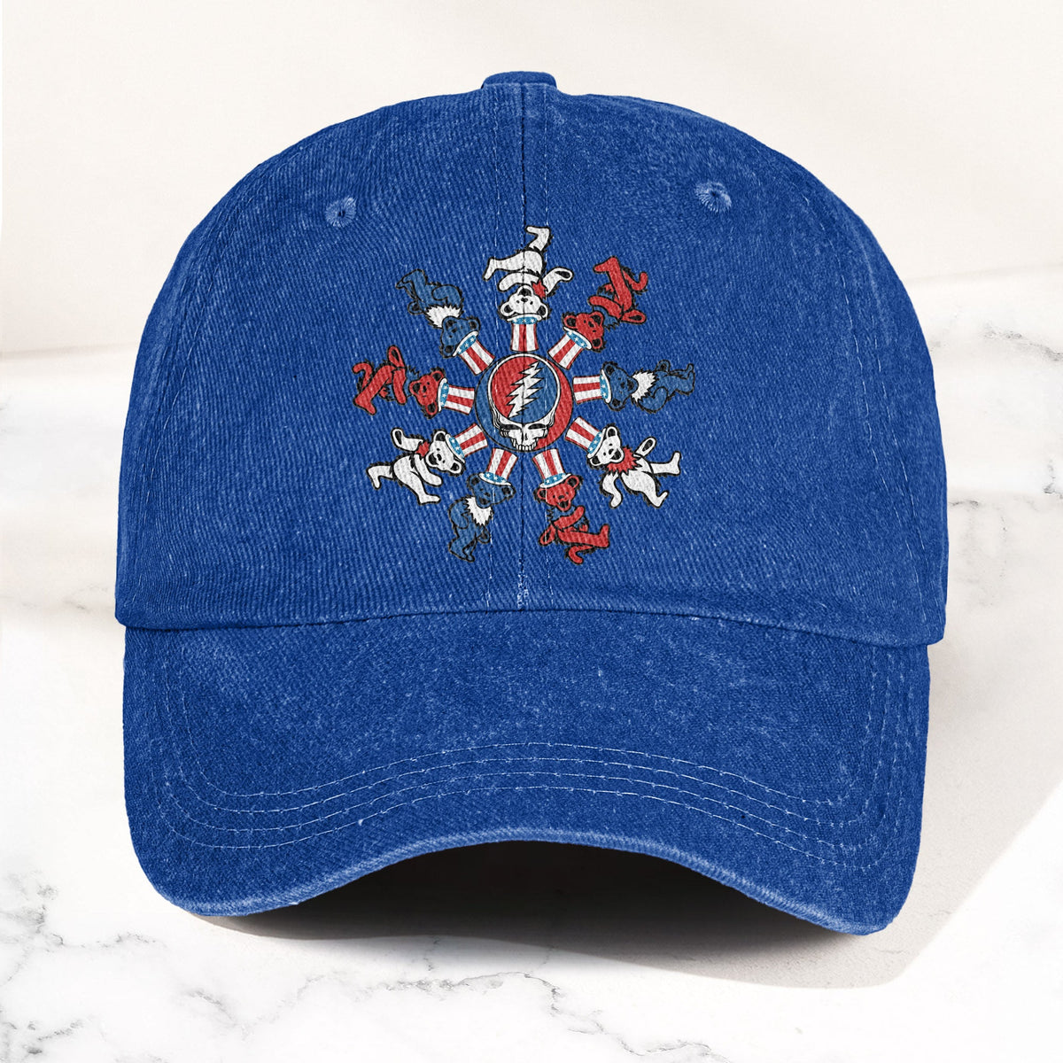Grateful Dead Steal Your Face Dancing Bear Denim Cap – Vintage Music Grateful Dead Merch Gift for Dad (With Box)