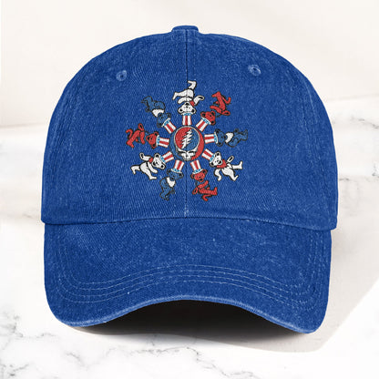 Grateful Dead Steal Your Face Dancing Bear Denim Cap – Vintage Music Grateful Dead Merch Gift for Dad (With Box)