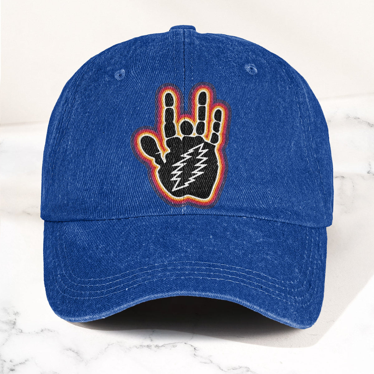 Grateful Dead Jerry Garcia Hand With Lightning Bolt Denim Cap – Retro Vintage Dad Cap Gift For Dad (With Box)