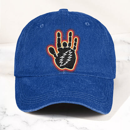 Grateful Dead Jerry Garcia Hand With Lightning Bolt Denim Cap – Retro Vintage Dad Cap Gift For Dad (With Box)