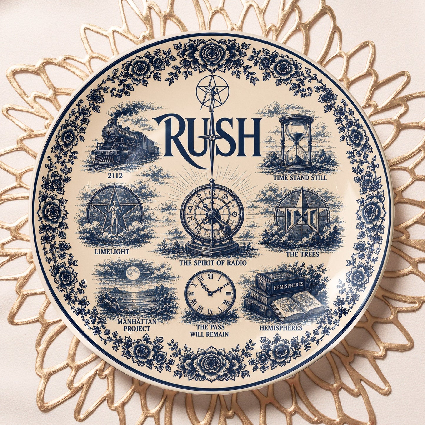 Rush Decorative Ceramic Plate with Display Stand – Classic Rock Songs Memorabilia Gift