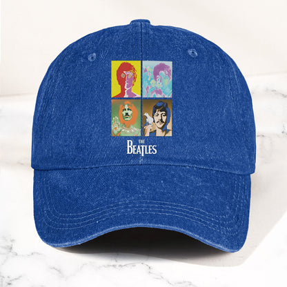 The Beatles Denim Dad Cap – Pop Art Portrait Grid Design (With BOX)