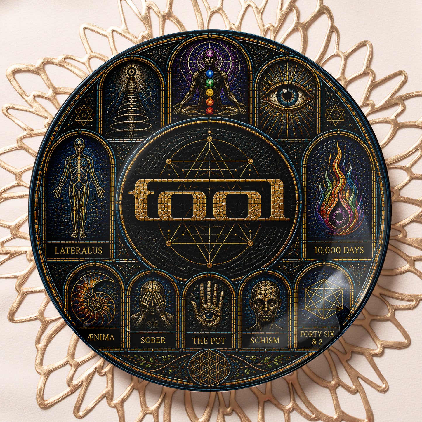 Tool Decorative Ceramic Plate with Display Stand – Progressive Metal Music Gift