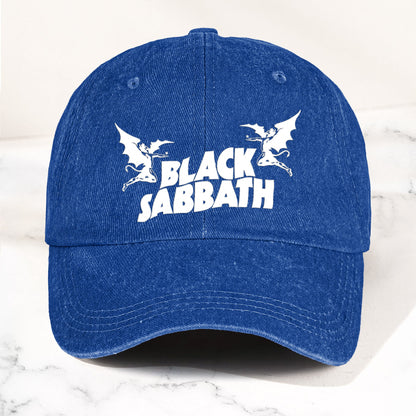 Black Sabbath Denim Dad Cap – Classic Winged Demon Logo Design ( With BOX)