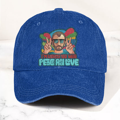Beatles Ringo Starr Warning You With Peace and Love Denim Cap – Retro Rock Music Fan Cap (With Box)