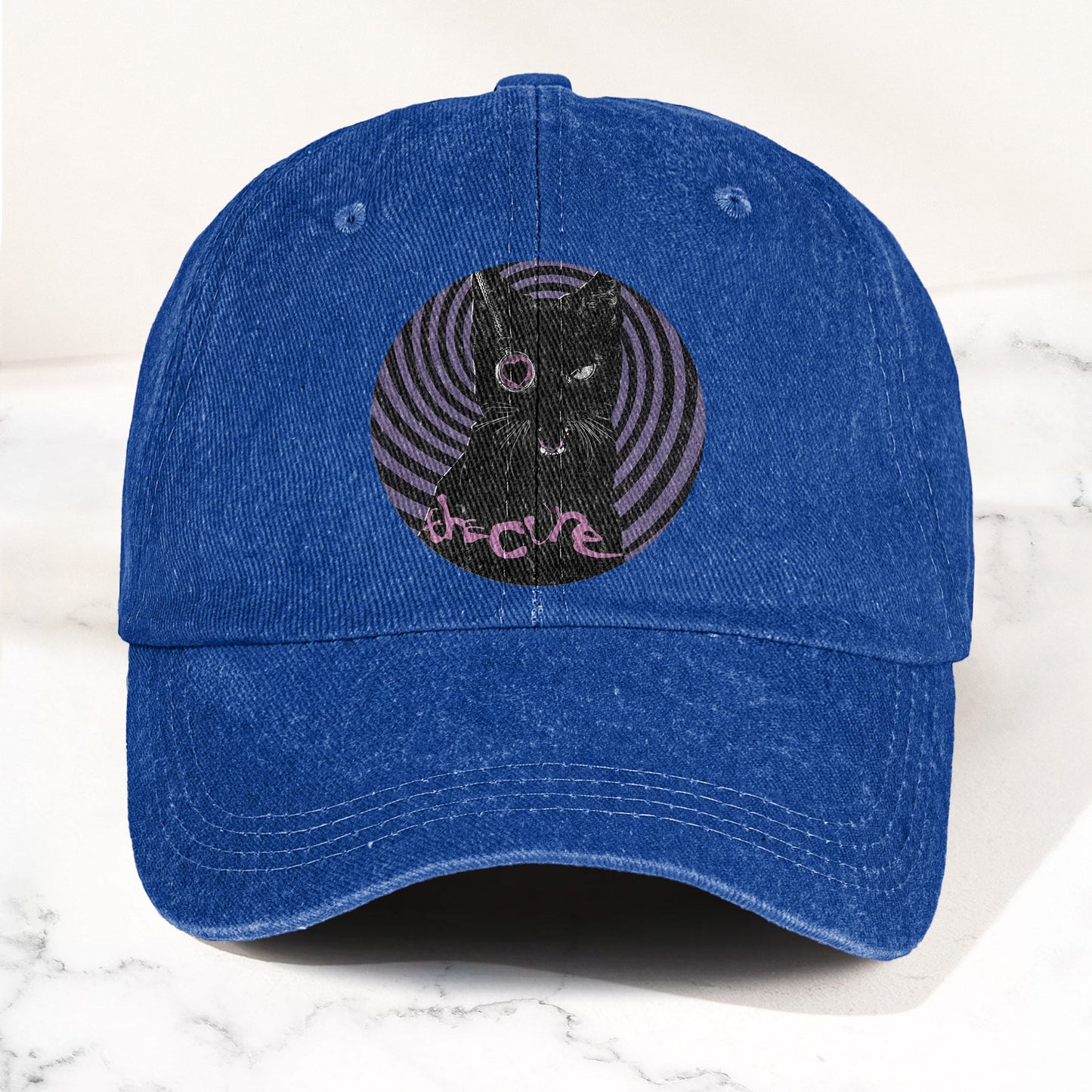 The Cure Black Cat Denim Cap – Retro The Cure Tribute Merch Dad Hat (With Box)
