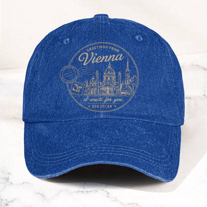 Bob Dylan Vienna It Waits For You Denim Cap – Retro Vintage Dad Cap Gift For Dad (With Box)