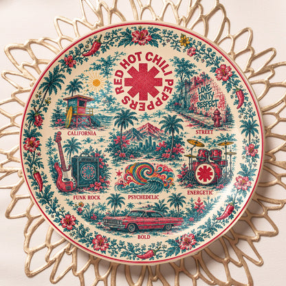 Red Hot Chili Peppers Ceramic Display Plate with Stand – California Rock Art Decor