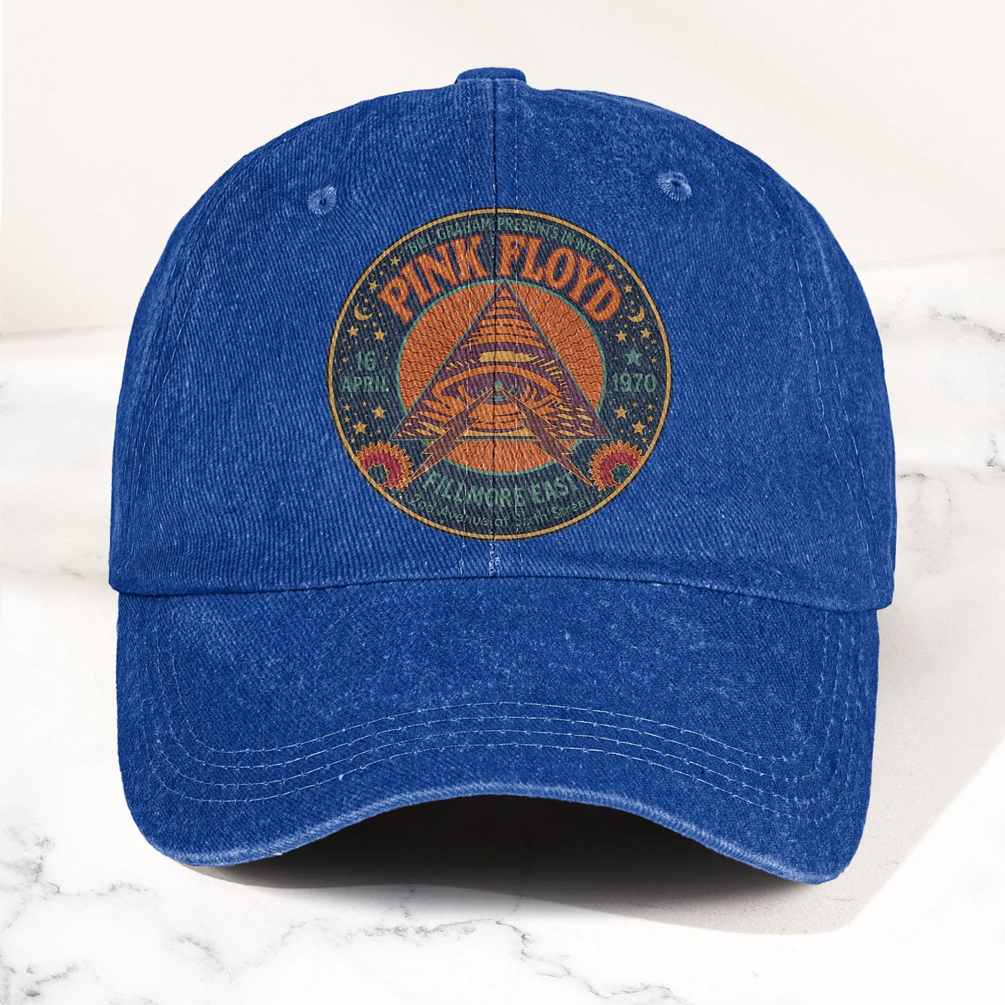 Pink Floyd 1979 Fillmore Poster Graphic Vintage Denim Cap – Retro Dad Cap (With Box)