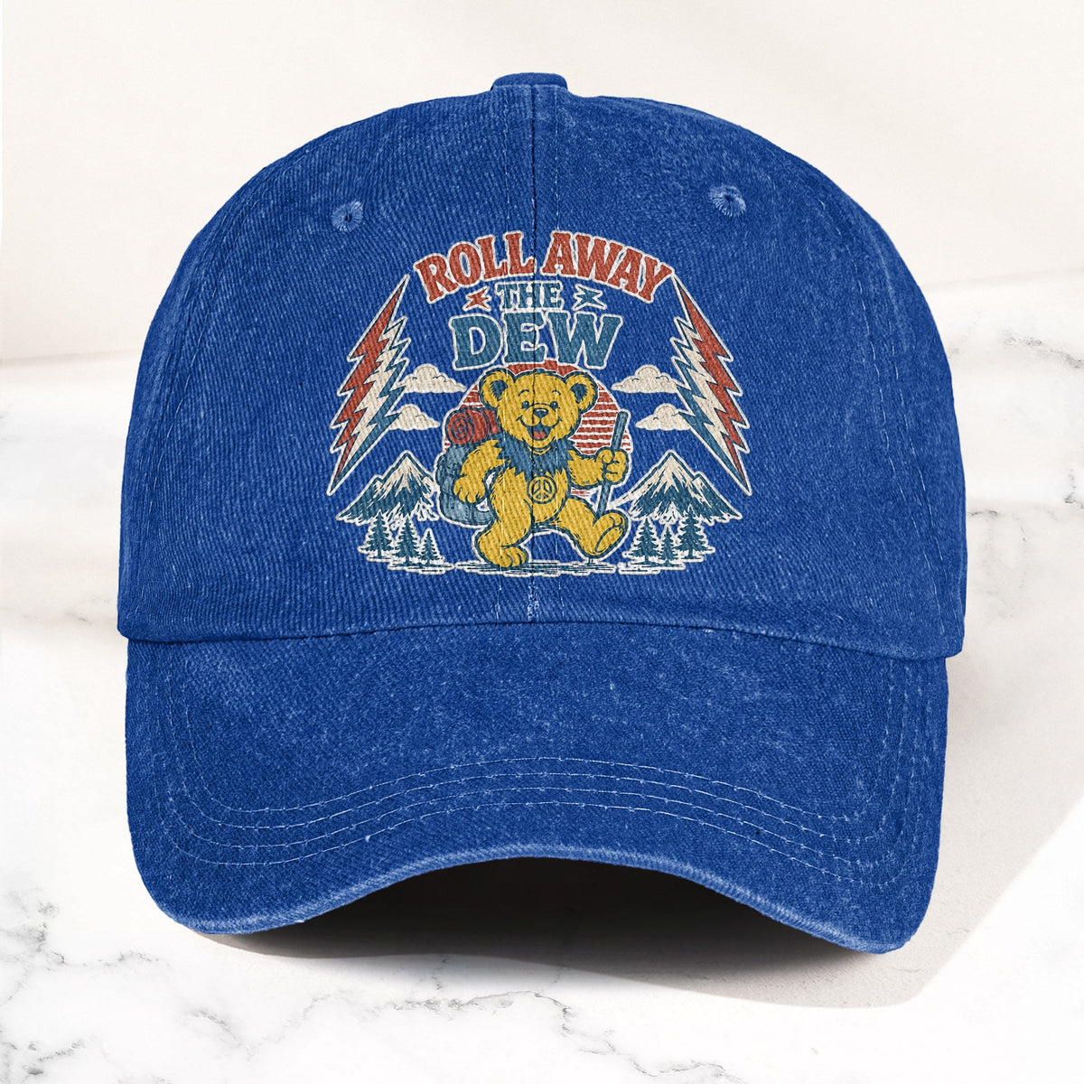 Grateful Dead Franklin's Tower Roll Away The Dew Dancing Bear Hiking Denim Cap – Retro Vintage Dad Cap Gift For Dad (With Box)