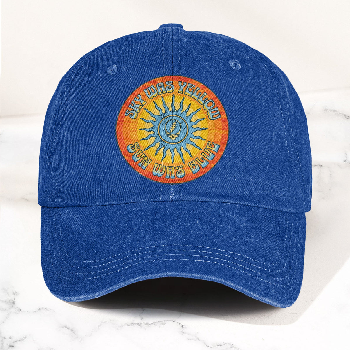 Grateful Dead Sky Was Yellow Sun Was Blue Denim Cap – Retro Vintage Dad Cap Gift For Dad (With Box)