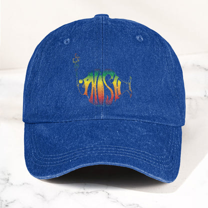 Phish Rainbow Fish Logo Denim Cap – Retro Music Phish Cap Gift For Dad (With Box)
