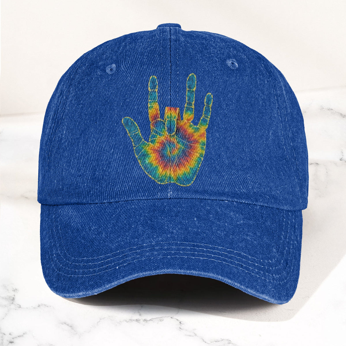 Jerry Garcia Handprint Tie Dye Denim Cap – Vintage Music Grateful Dead Merch Gift for Dad (With Box)