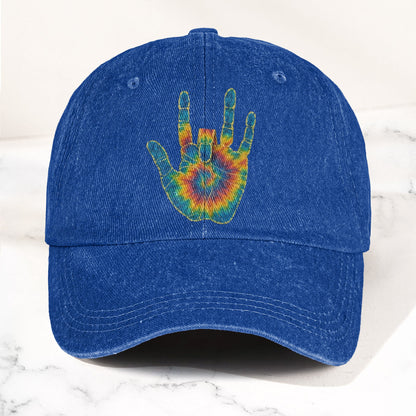 Jerry Garcia Handprint Tie Dye Denim Cap – Vintage Music Grateful Dead Merch Gift for Dad (With Box)