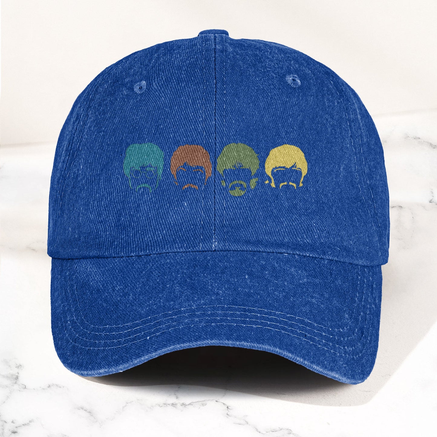 The Fabulous Four Faces Denim Cap – Retro The Beatles Tribute Merch Dad Hat (With Box)